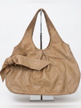 Talbots Tan Leather Hobo Tote Bag Carryall Magnetic Closure